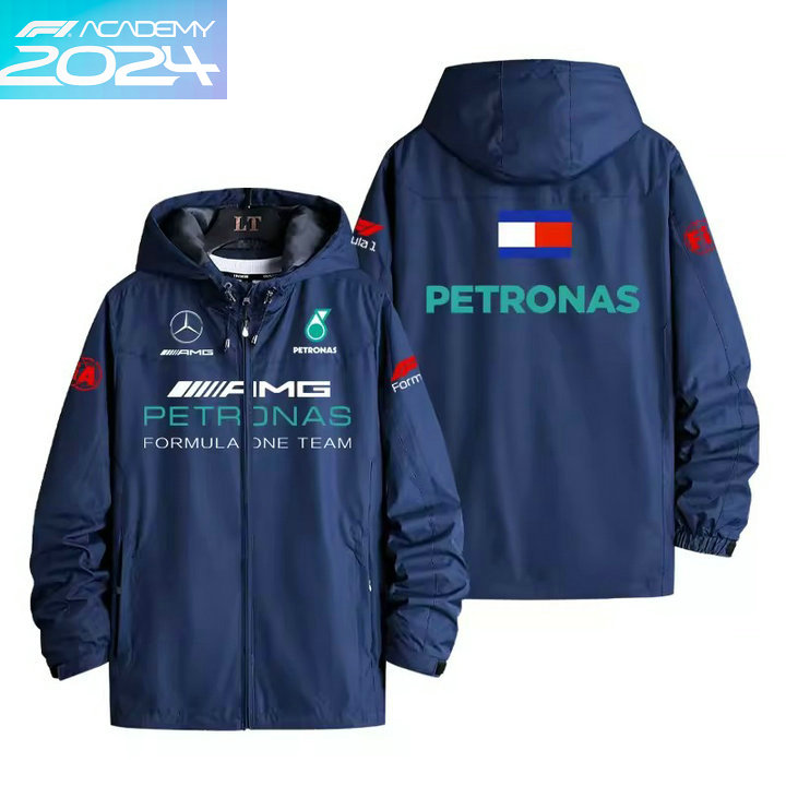 2024 Veste Mercedes-AMG Petronas Formula One Capuche Homme Coupe-vent Imperméable